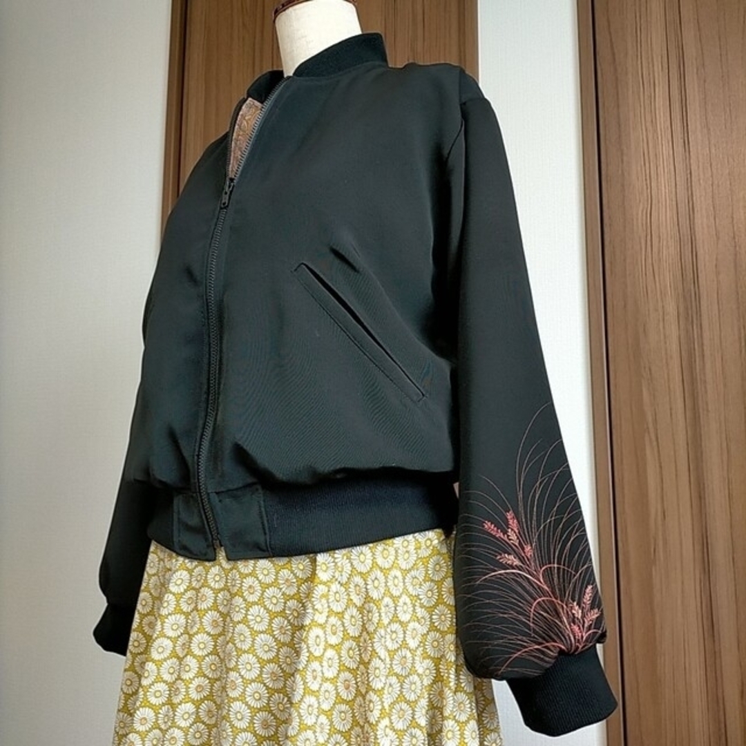 sold MA-1 着物リメイク ブルゾン ジャケットの通販 by akko's sold MA-1 着物リメイク ブルゾン ジャケットの通販 by akko's