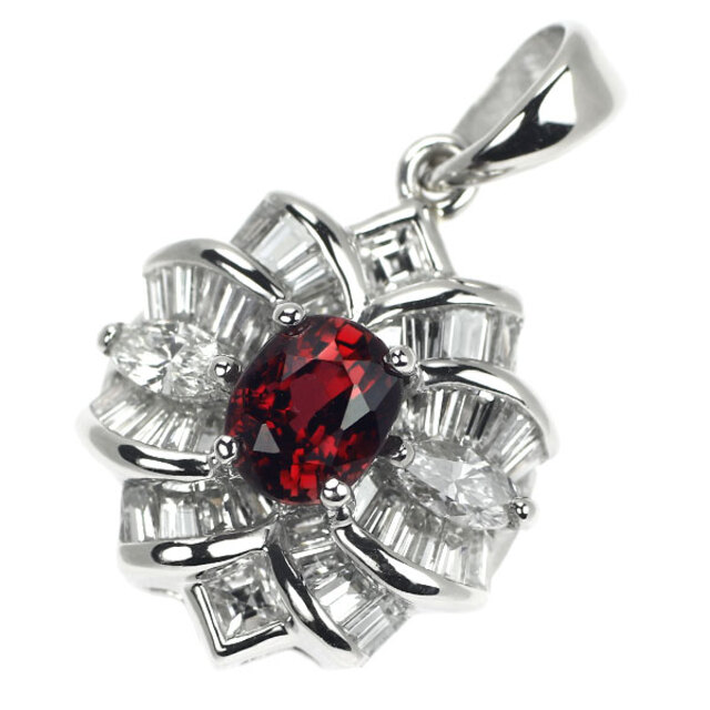 Pt900 ルビー ダイヤモンド ペンダントトップ 1.19ct D1.30ct 【国内