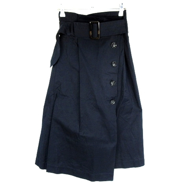ROSE BUD(ローズバッド)のローズバッド スカート フレア ロング サイドファスナー 薄手 無地 F 紺 レディースのスカート(ロングスカート)の商品写真