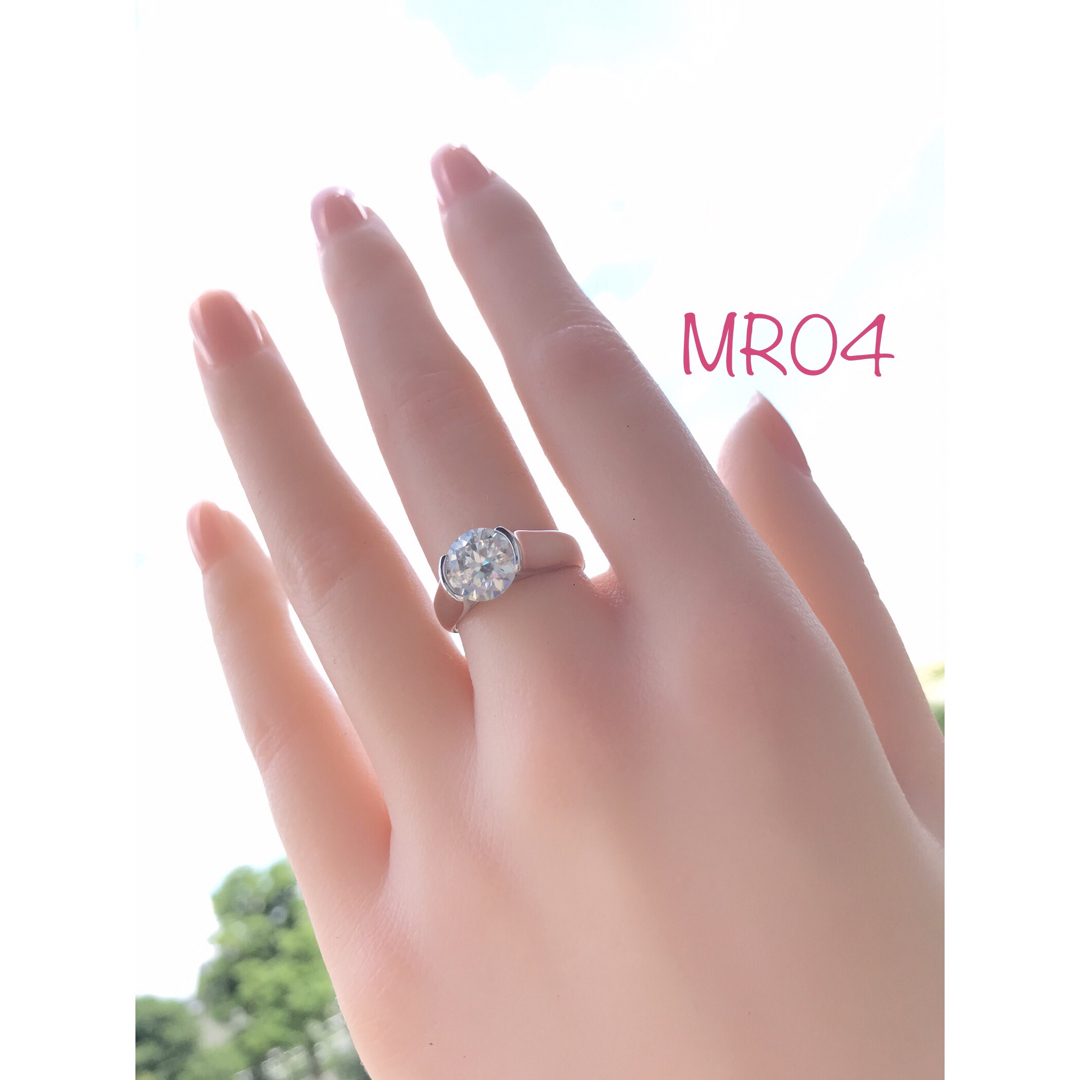 MR04／ 10号 2ct 8㎜ モアサナイト リング ♡ シルバー925 2