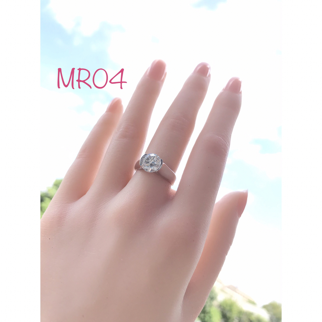 MR04／ 10号 2ct 8㎜ モアサナイト リング ♡ シルバー925 3