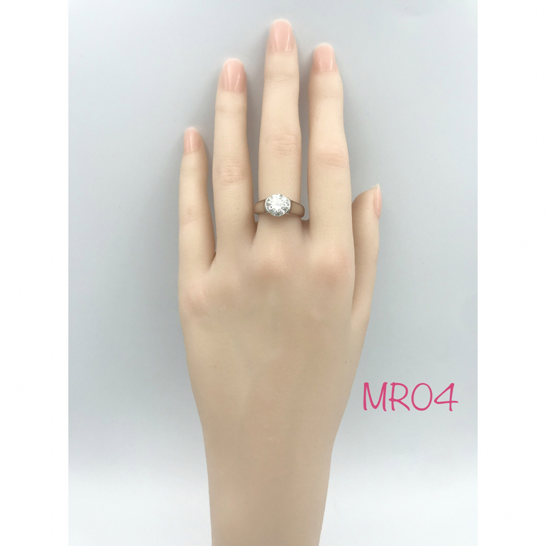 MR04／ 10号 2ct 8㎜ モアサナイト リング ♡ シルバー925 8