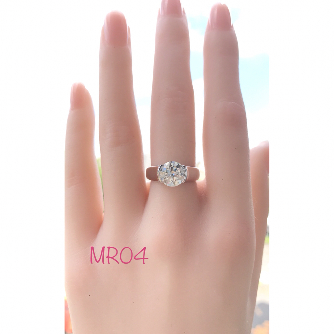 MR04／ 12号 2ct 8㎜ モアサナイト リング ♡ シルバー925 1