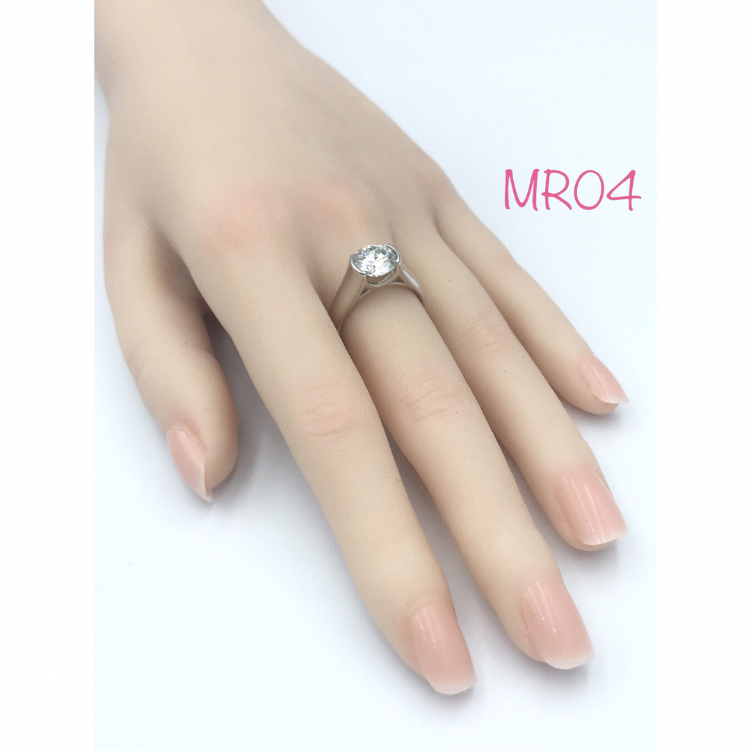 MR04／ 12号 2ct 8㎜ モアサナイト リング ♡ シルバー925 8