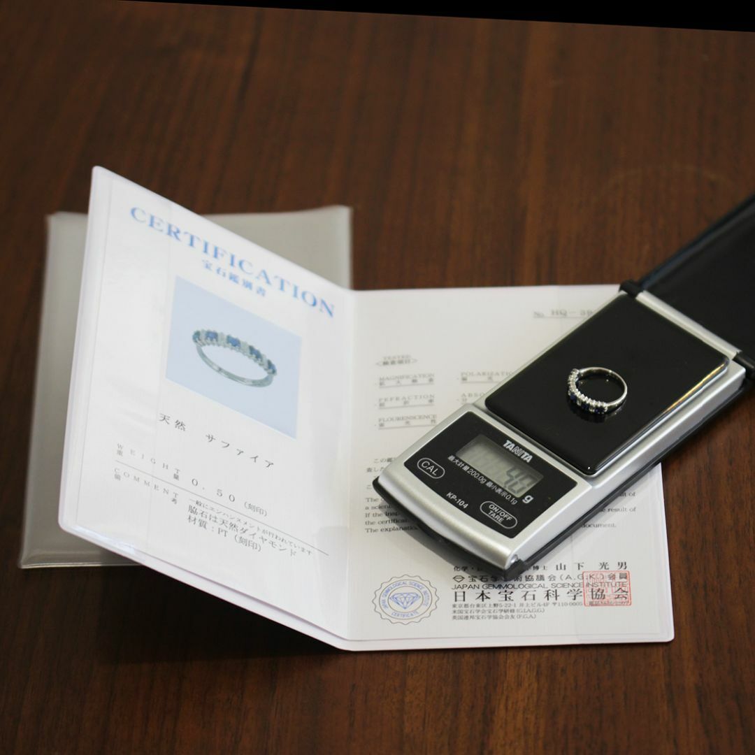 MIKIMOTO(ミキモト)のミキモト ダイヤ リング サファイヤ  ハーフ PT アンティーク E0105 レディースのアクセサリー(リング(指輪))の商品写真