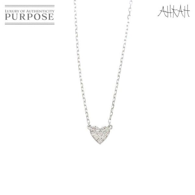 アーカー AHKAH ハート パヴェ ダイヤ 0.05ct ネックレス 40cm K18 WG