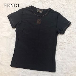 美品 FENDI袖リボン黒白ズッカ柄メッシュ長袖トップス36S位 - www