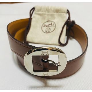 美品】エルメス レザー ベルト 茶-