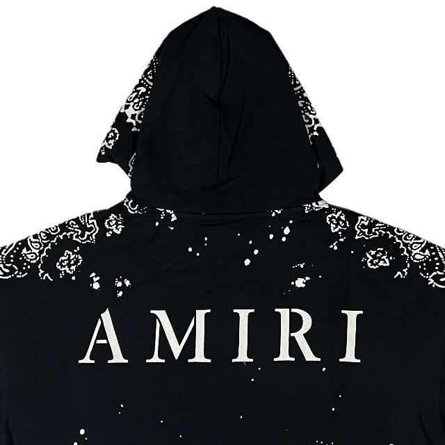 AMIRI アミリ バンダナ柄 ブリーチ プルオーバーパーカー ブラック S