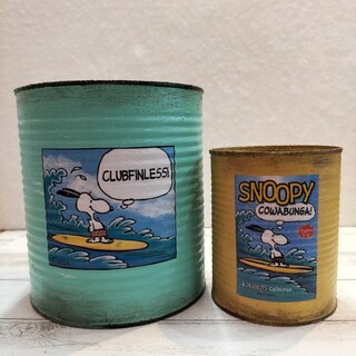 スヌーピー(SNOOPY)のSNOOPY　リメイク缶　2個セット　小物入れ　リメイク鉢　スヌーピー㉑(インテリア雑貨)