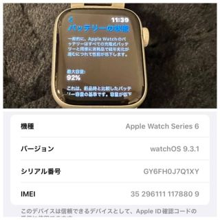 アップルウォッチ(Apple Watch)のAppleWatch Series ６《GPS + Cellularモデル》(その他)