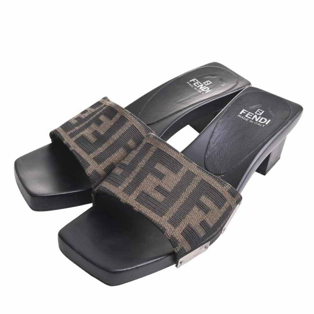FENDI フェンディ キャンバス ズッカ サンダル #36 1/2 ブラック