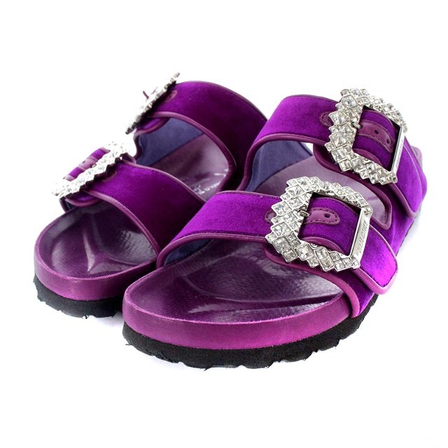 高価値 マノロブラニク - BLAHNIK MANOLO サンダル 紫 24cm ベルベット