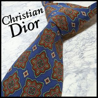 クリスチャンディオール(Christian Dior)の美品 ディオール ブランドネクタイ 青系 小紋柄 シルク ビジネス(ネクタイ)