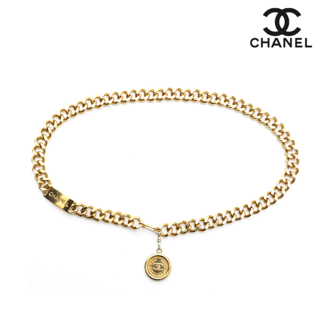 誠実 CHANEL ベルト チェーン ロゴプレート メダリオン CHANEL