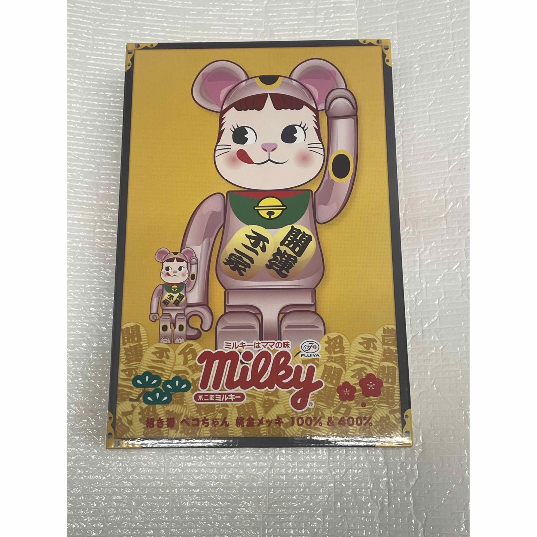 BE@RBRICK 招き猫 ペコちゃん 桃金メッキ 100％ ＆ 400％おもちゃ/ぬいぐるみ