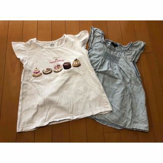 ギャップキッズ(GAP Kids)のユニクロ&gap kids、トップス2枚セット、130センチ、デニム、Tシャツ(Tシャツ/カットソー)