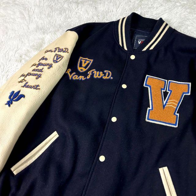 VAN Jacket - 【激レア】VAN JACKET セミデコ スタジャン 紺×白 袖 VAN Jacket - 【激レア】VAN JACKET セミデコ スタジャン 紺×白 袖