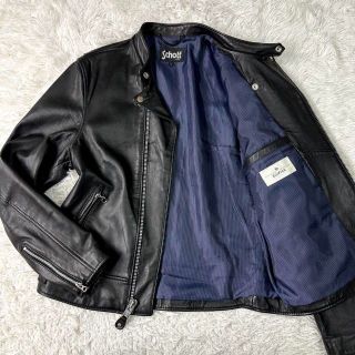 ショット(schott)の【状態良好】SCHOTT × EDIFICE ライダースジャケット　羊革　XL(レザージャケット)