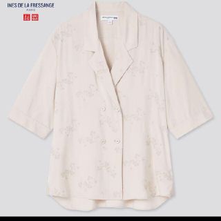 ユニクロ(UNIQLO)の【未使用・新品】ユニクロ　イネスコラボレーヨンブラウス(シャツ/ブラウス(半袖/袖なし))