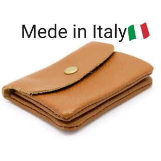 小銭入れ ブラウン イタリア製 本革 コインケース カードケース 茶(コインケース)