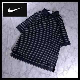 ナイキ(NIKE)の00s NIKE GOLF オーバーサイズ ポロシャツ ボーダー 黒 M 古着(ポロシャツ)