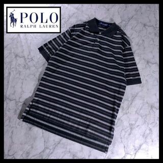 ナイキ(NIKE)の00s ポロゴルフ ラルフローレン ボーダー ポロシャツ 黒 M 襟 刺繍ロゴ(ポロシャツ)