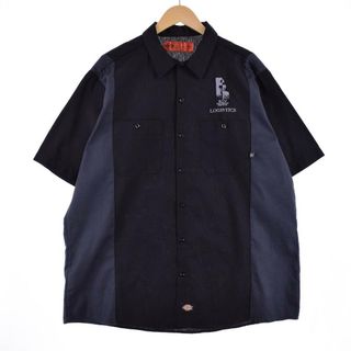 ディッキーズ(Dickies)の古着 ディッキーズ Dickies ツートン 半袖 ワークシャツ メンズL /eaa328919(シャツ)