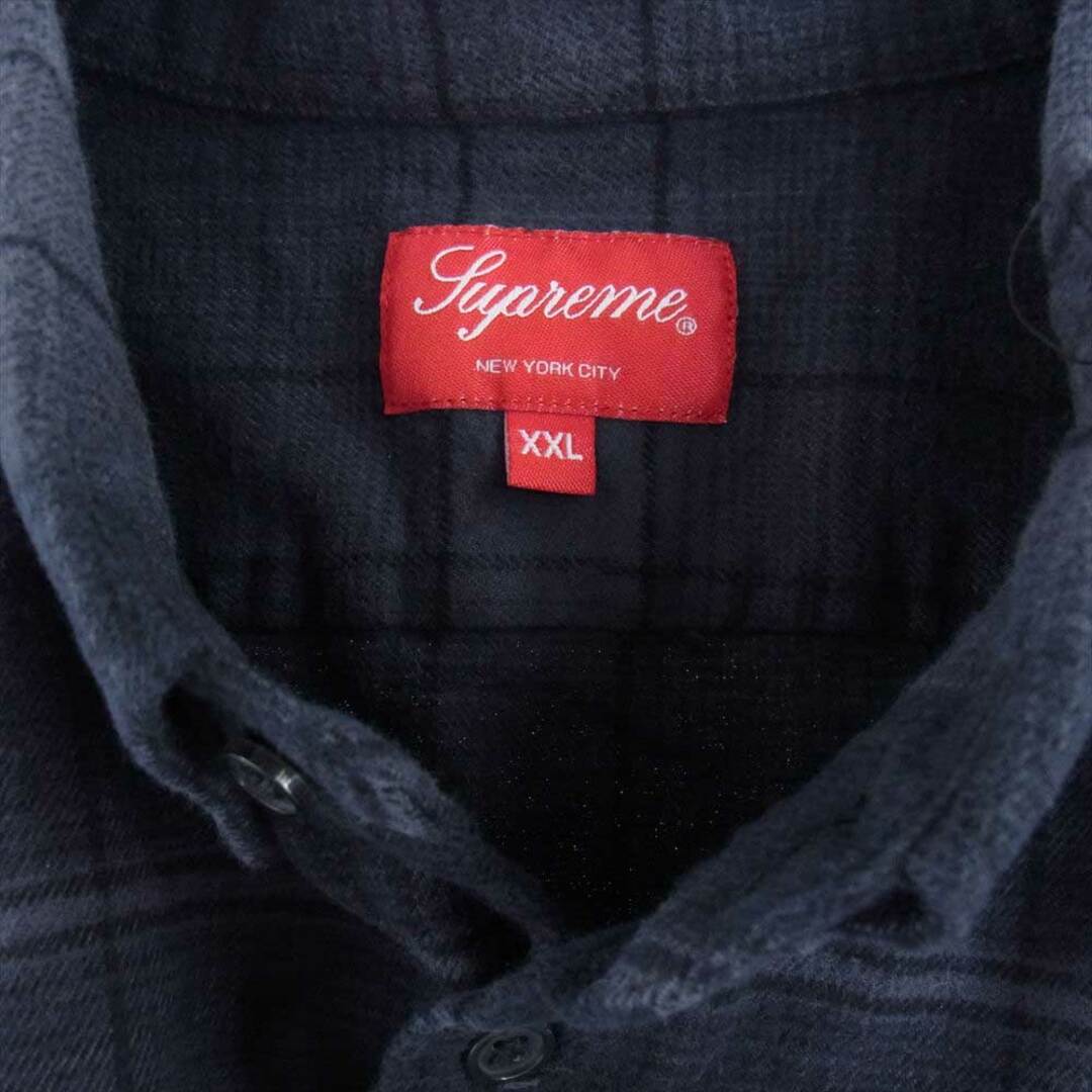 Supreme シュプリーム 長袖シャツ 23SS Shadow Plaid Flannel Shirt シャドウプレイド フランネル ボタンダウン  チェック シャツ ダークグレー系 XXL【中古】