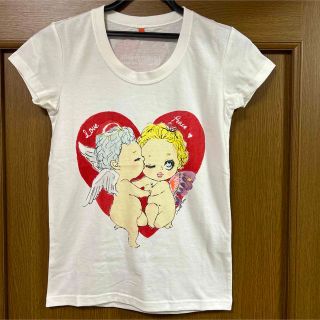 フェリシモ(FELISSIMO)のフェリシモ　ホワイト　ラブ&ピース　天使　Tシャツ(Tシャツ(半袖/袖なし))