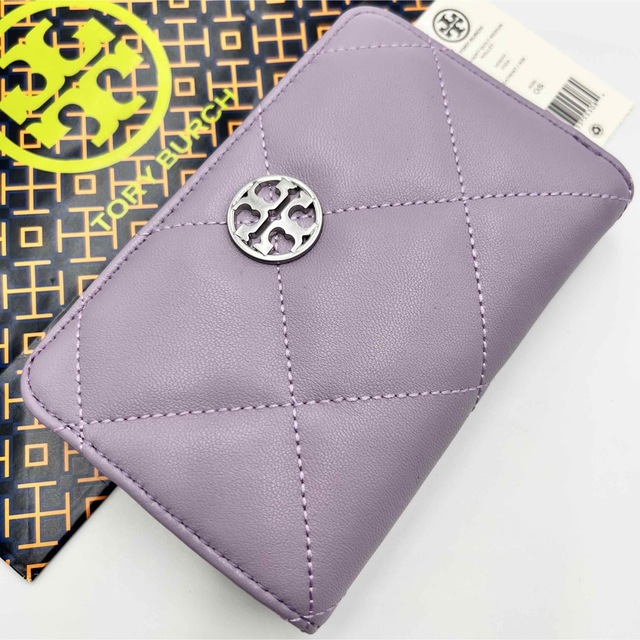 【新品 未使用】TORY BURCH トリーバーチ キルティング 折り財布 紫