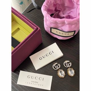 グッチ(Gucci)のGUCCI グッチ　マーモント　クリスタル　ダブルG ピアス　両耳(ピアス)