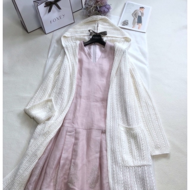 フォクシー《Dress Arles》リネンワンピース ローズ 38 | www.hima.am