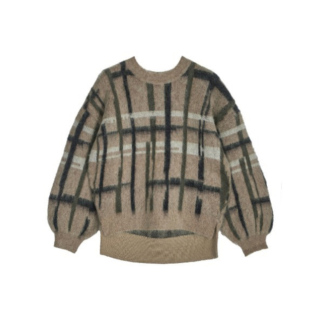 Ameri VINTAGE(アメリヴィンテージ)のアメリ[AMERI]PAINT CHECK FLUFFY KNIT レディースのトップス(ニット/セーター)の商品写真