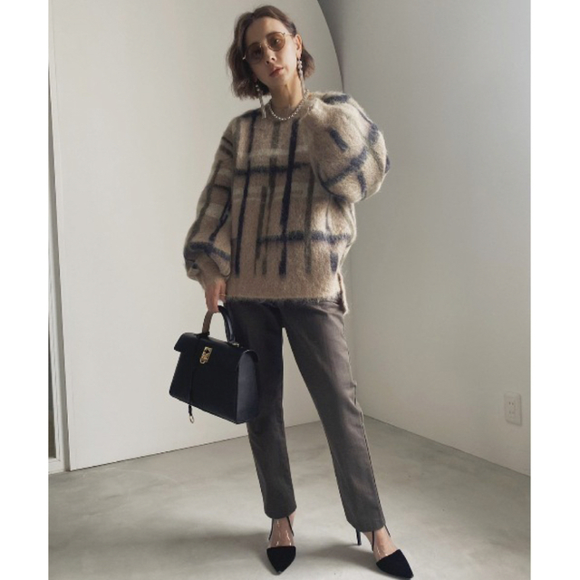 Ameri VINTAGE(アメリヴィンテージ)のアメリ[AMERI]PAINT CHECK FLUFFY KNIT レディースのトップス(ニット/セーター)の商品写真