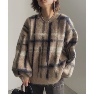 アメリヴィンテージ(Ameri VINTAGE)のアメリ[AMERI]PAINT CHECK FLUFFY KNIT(ニット/セーター)