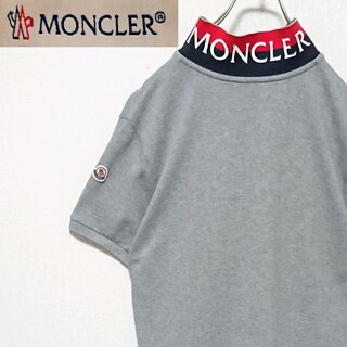 モンクレール(MONCLER)のモンクレール 襟 ロゴ 袖 ワッペン グレー 半袖 ポロシャツ(ポロシャツ)