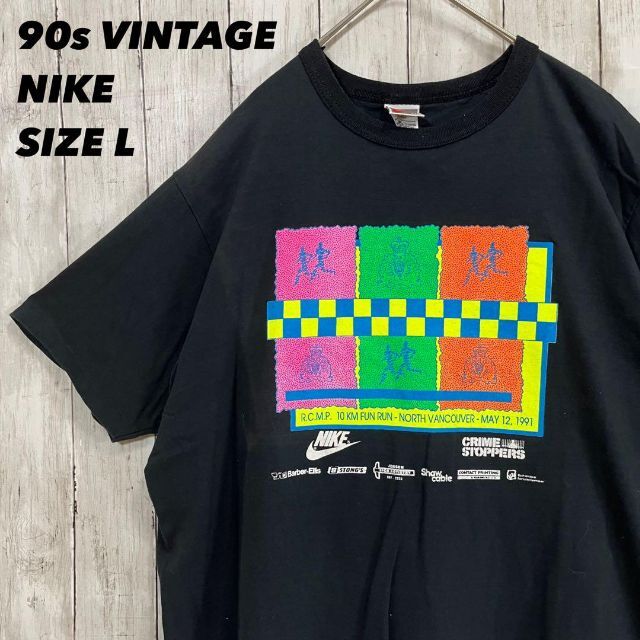 NIKE 90's vintage print  Tシャツ L ブラック