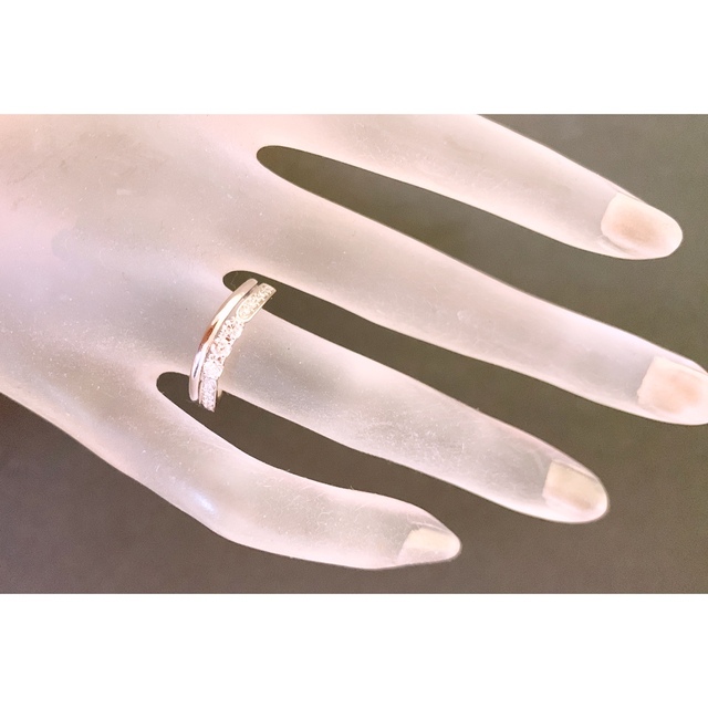 U字❗️D0.25CT✨プラチナ2連ダイヤリング　プラチナダイヤモンドリング レディースのアクセサリー(リング(指輪))の商品写真