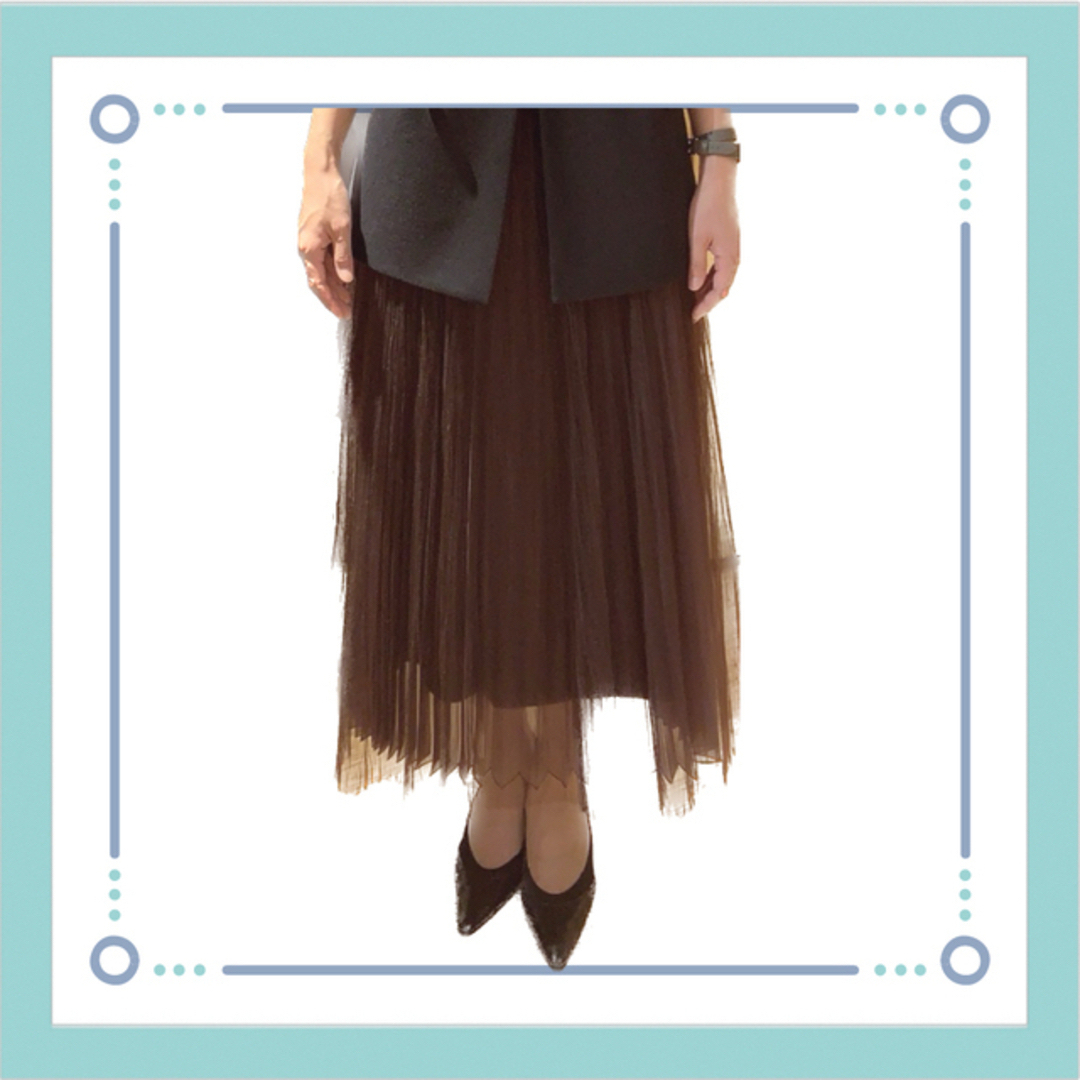 ANAYI(アナイ)のANAYI  アナイ　ドットチュールスカート　ブラウン 38 レディースのスカート(ロングスカート)の商品写真