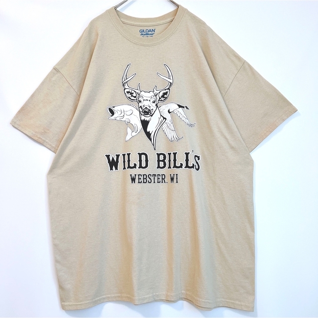 GILDAN(ギルタン)のTシャツ 半袖 オーバーサイズ ベージュ デカロゴ アニマルプリント ストリート メンズのトップス(Tシャツ/カットソー(半袖/袖なし))の商品写真