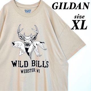 ギルタン(GILDAN)のTシャツ 半袖 オーバーサイズ ベージュ デカロゴ アニマルプリント ストリート(Tシャツ/カットソー(半袖/袖なし))