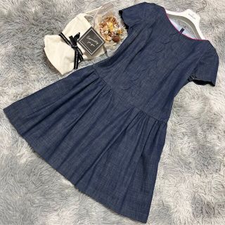 トッカ(TOCCA)の♡極美品 トッカ TOCCA ひざ丈ワンピース インディゴ Aライン ブルー(ひざ丈ワンピース)