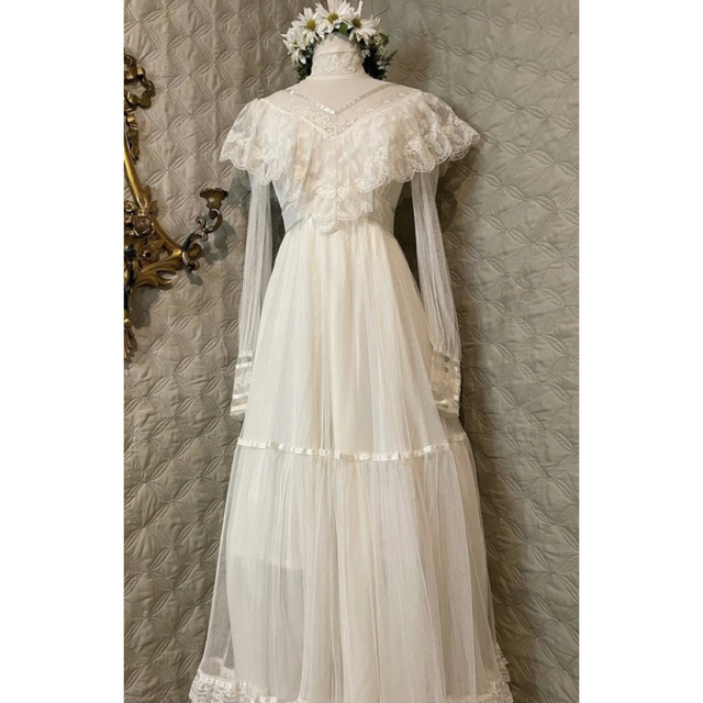 ロキエ70s gunne sax でかタグ Victorian lace dress - ロング