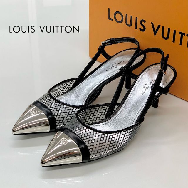 LOUIS VUITTON(ルイヴィトン)の5869 ヴィトン メッシュ レザー メタルトゥ スリングバック パンプス レディースの靴/シューズ(ハイヒール/パンプス)の商品写真