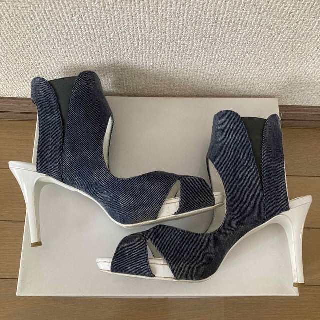 靴/シューズ 【極美品】【値下げ】23区☆オープントゥ☆ブーツ☆デニム