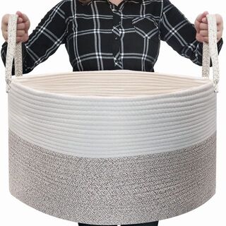 【特価商品】YOSTORYA 大型収納バスケット コットン ロープ 織り 大容量(バスケット/かご)
