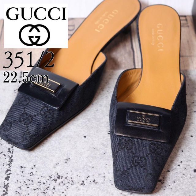 極美品✨️GUCCI グッチ ミュール サンダル GG柄 ロゴプレート 37 C - 靴