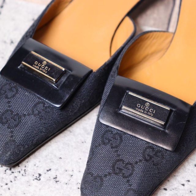 極美品】GUCCI グッチ 22.5 ミュール サンダル キャンバス GG-