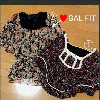 ギャルフィット(GAL FIT)の2枚　Ｍ　チュニック 花柄　①バラ柄　②GAL FIT ポンチョ　ブラウス(チュニック)